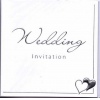 Silver Heart Embossed Wedding Invitation Pk6